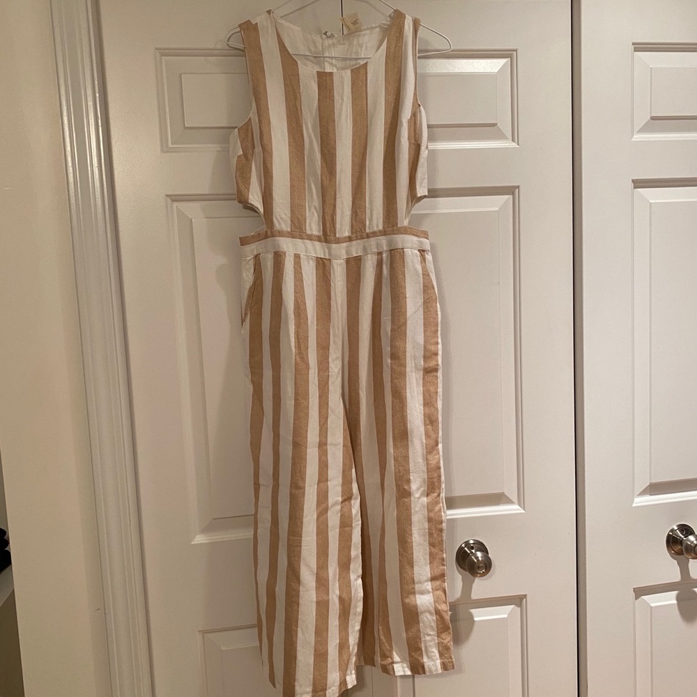 Tan and White Jumpsuit